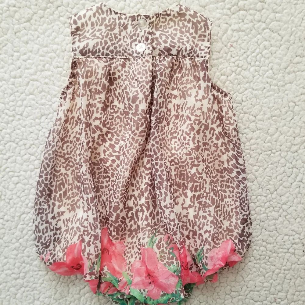 Blueberi Boulevard Baby Leopard Floral Bubble Romper 0-3M NWOT